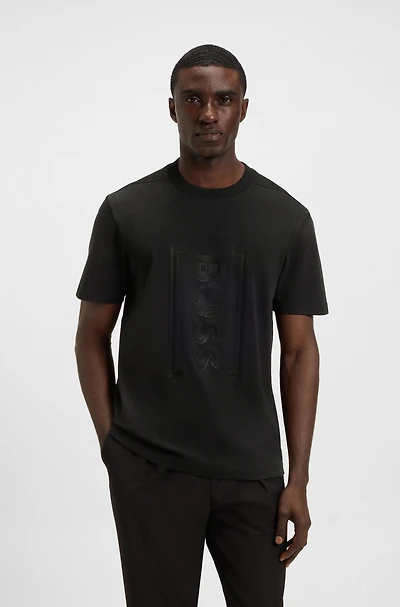 Relaxed-fit T-shirt with tennis-inspired mesh-print logo