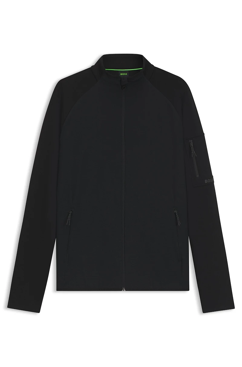 Regular-fit zipper-through sweatshirt with reflective details