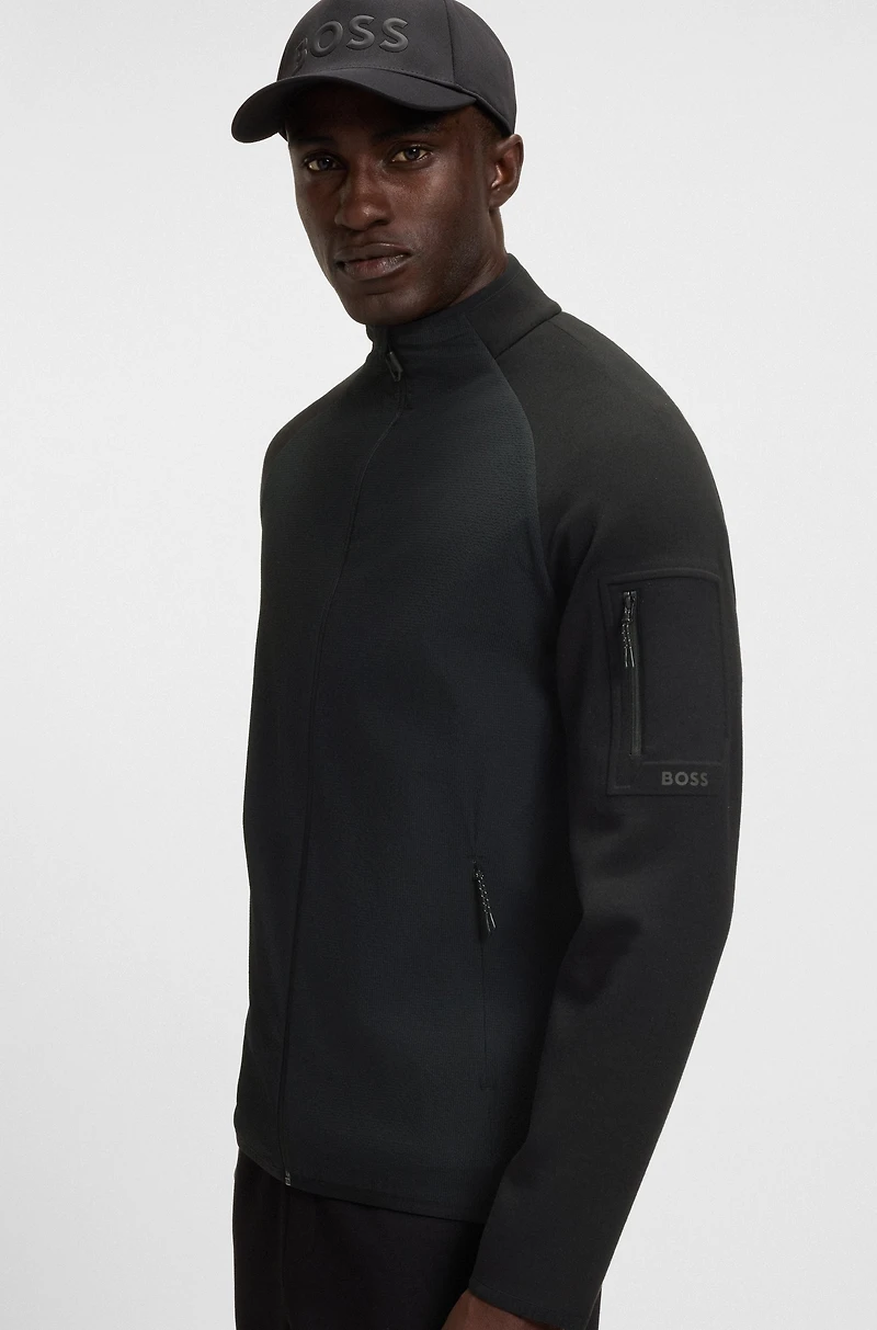 Regular-fit zipper-through sweatshirt with reflective details