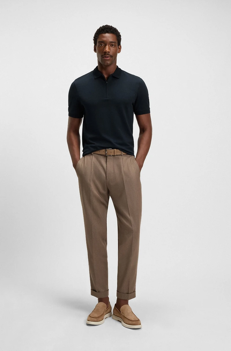 Slim-fit polo shirt mercerized-cotton jacquard