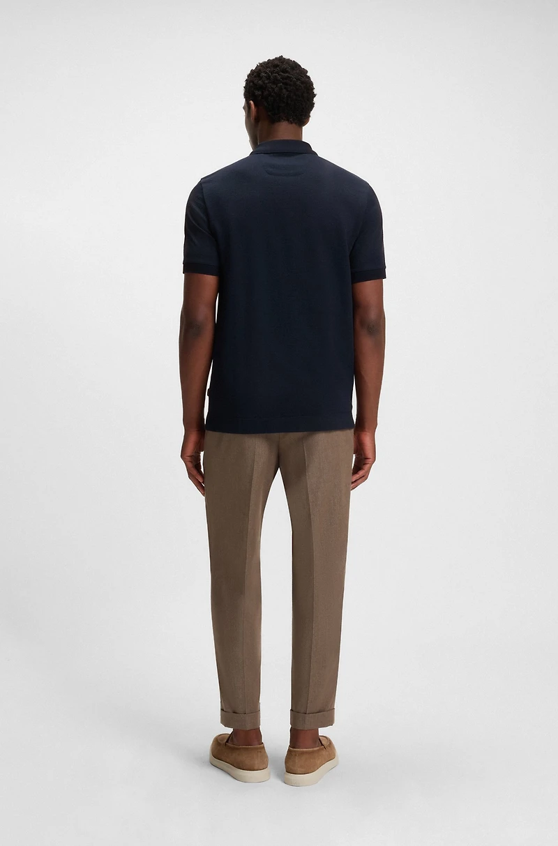 Slim-fit polo shirt mercerized-cotton jacquard