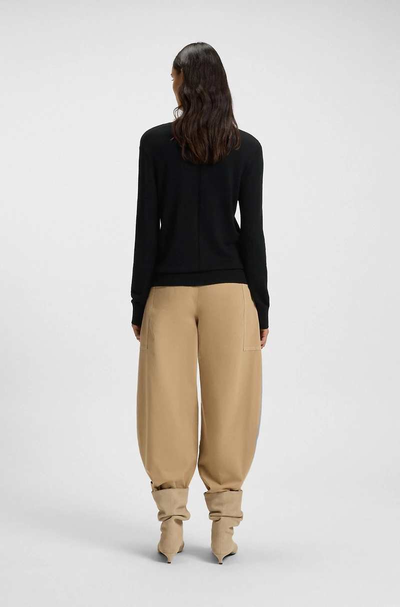 Fine-gauge sweater with openwork stitching