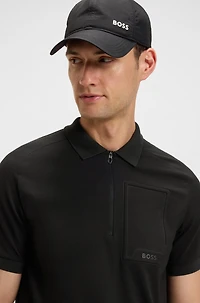 Zip-neck polo shirt moisture-wicking stretch cotton