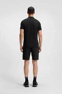 Zip-neck polo shirt moisture-wicking stretch cotton