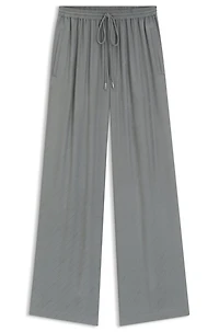 Wide-leg trousers with logo jacquard