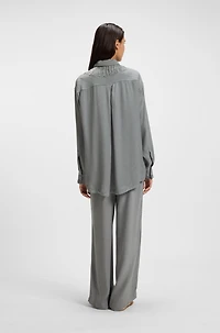 Wide-leg trousers with logo jacquard