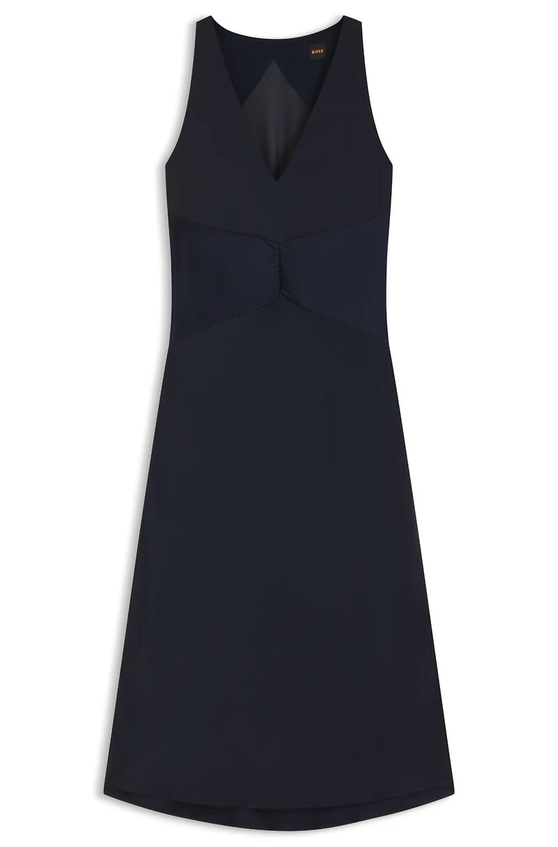 Crinkle-satin dress with gathered front