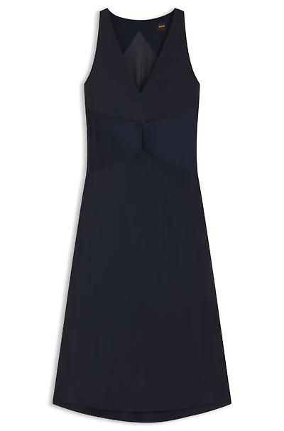 Crinkle-satin dress with gathered front