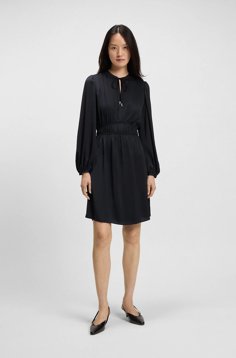 Crinkle-satin mini dress with gathered details