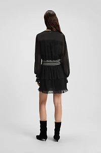 Plissé dress with smock-stitched waistband