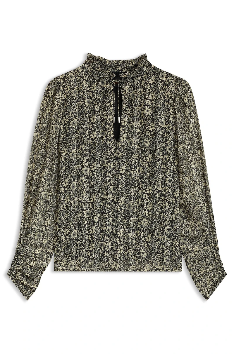 Relaxed-fit blouse printed seersucker