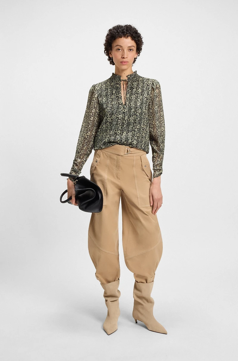 Relaxed-fit blouse printed seersucker