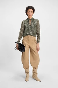 Relaxed-fit blouse printed seersucker