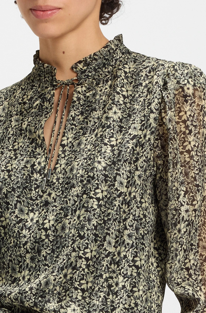 Relaxed-fit blouse printed seersucker