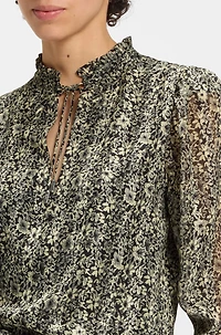Relaxed-fit blouse printed seersucker