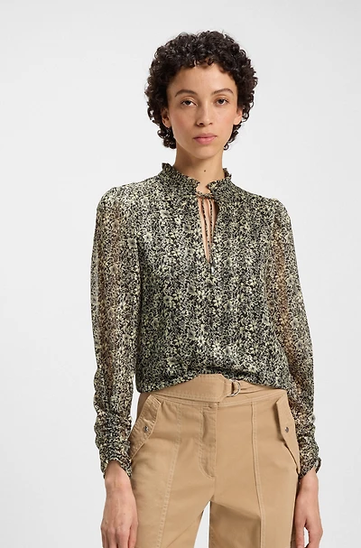 Relaxed-fit blouse printed seersucker