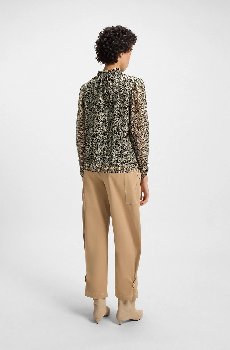 Relaxed-fit blouse printed seersucker