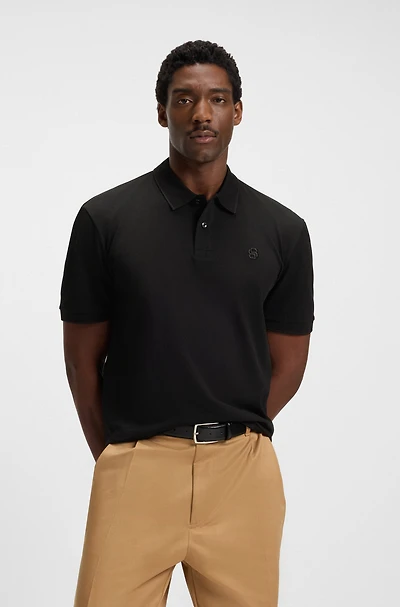 Cotton-piqué polo shirt with Double B monogram