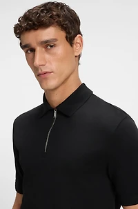 Piqué polo shirt with zip neck