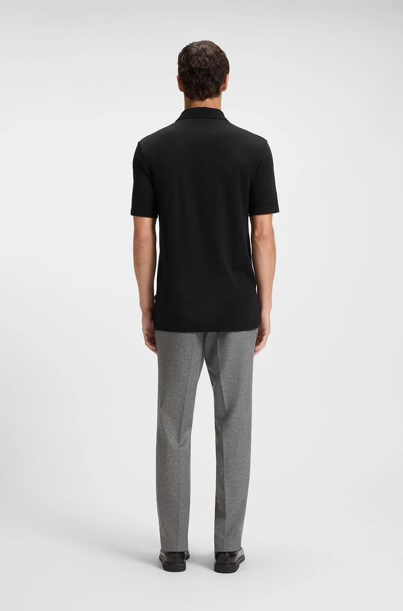 Piqué polo shirt with zip neck