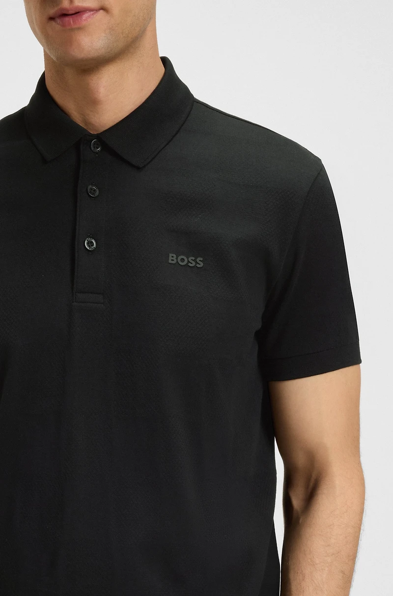 Cotton polo shirt with jacquard body-mapping