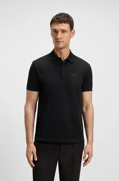 Cotton polo shirt with jacquard body-mapping