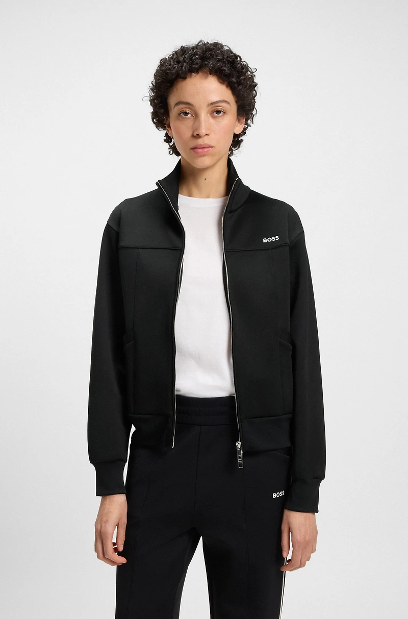 Zip-up sweatshirt with contrast logo