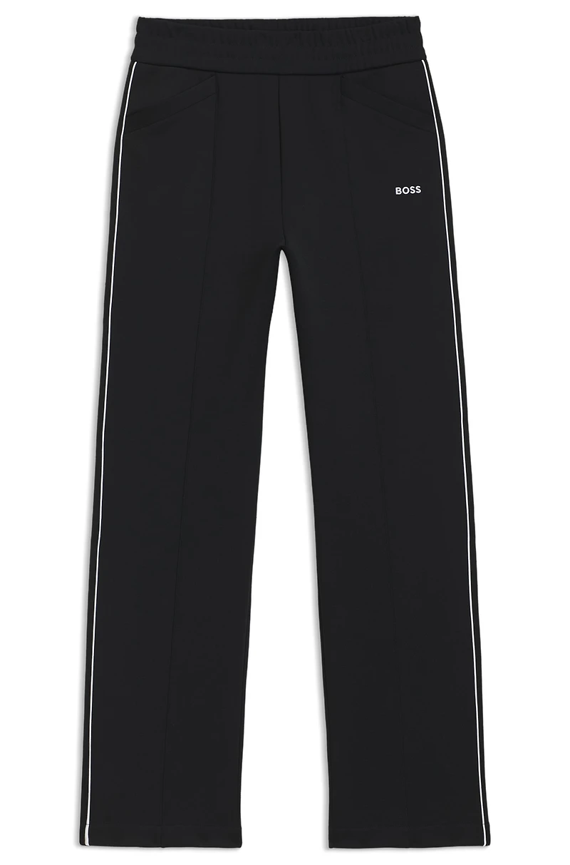Straight-fit tracksuit bottoms with contrast logo and piping