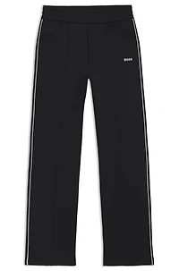 Straight-fit tracksuit bottoms with contrast logo and piping