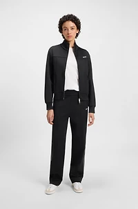 Straight-fit tracksuit bottoms with contrast logo and piping