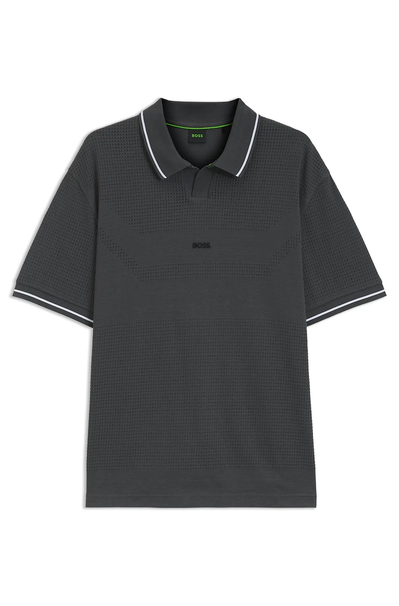 Relaxed-fit polo shirt cotton with mesh pattern