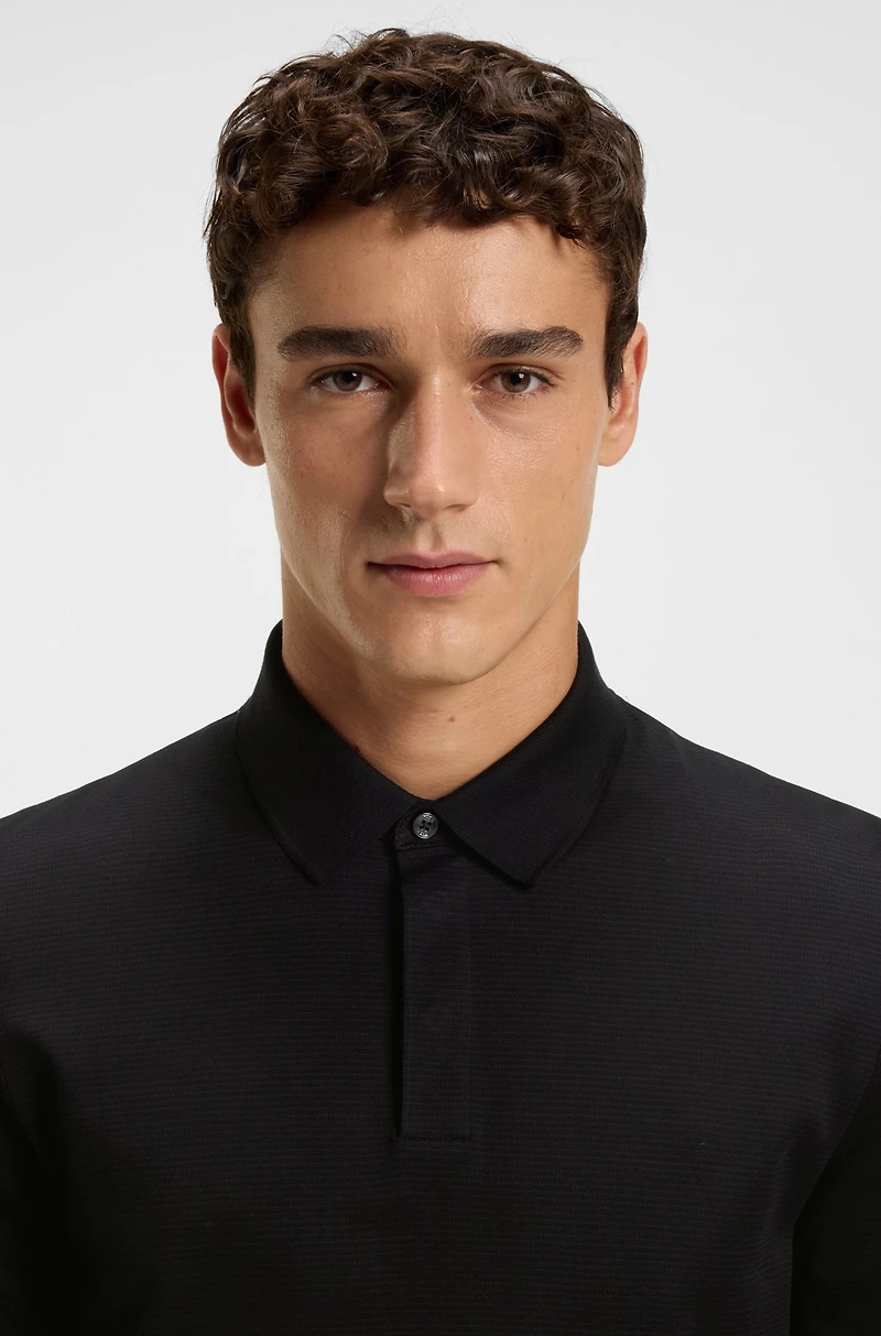 Mercerised-cotton polo shirt with plain collar