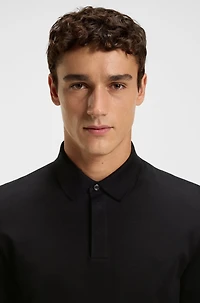 Mercerised-cotton polo shirt with plain collar