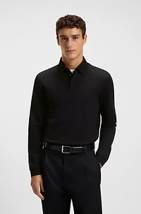 Mercerised-cotton polo shirt with plain collar