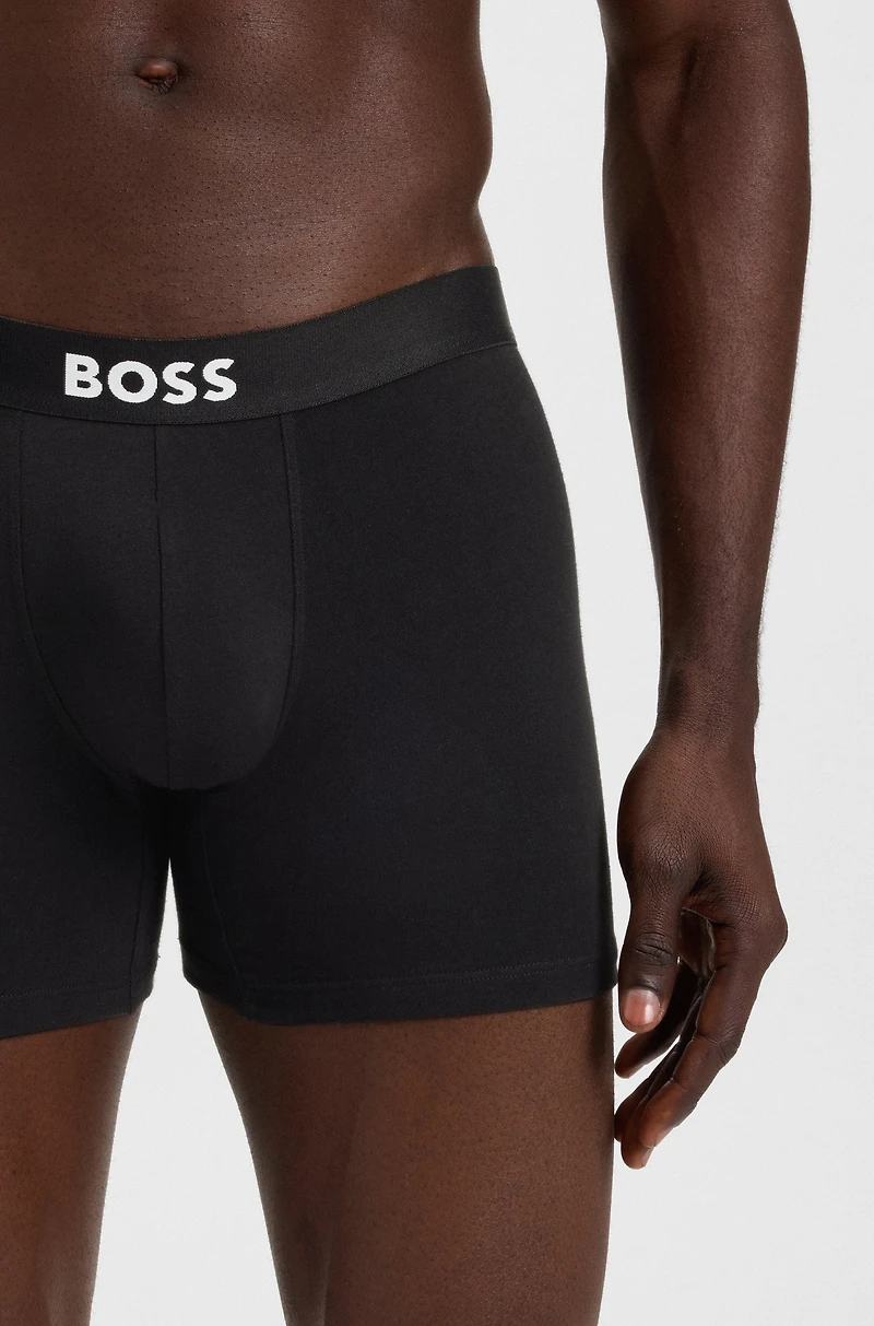 Two-pack of stretch-cotton boxer briefs with logo waistbands
