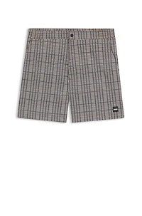 Micro-print swim shorts with logo badge