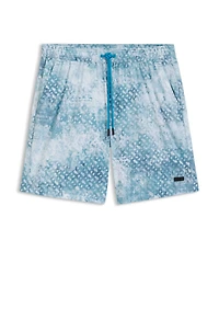 Monogram-artwork swim shorts with logo badge