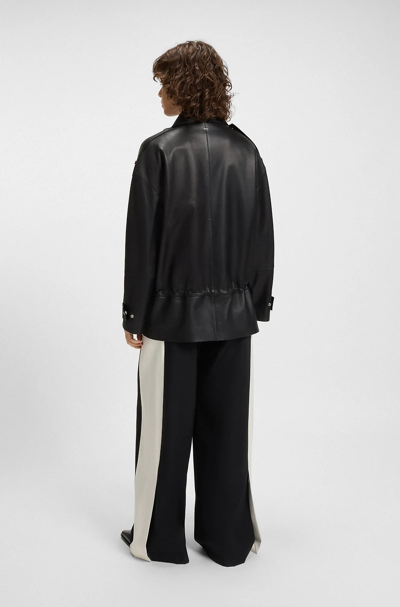 Leather jacket with long length