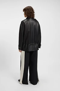 Leather jacket with long length