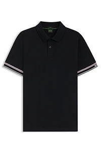 Slim-fit polo shirt cotton with striped collar