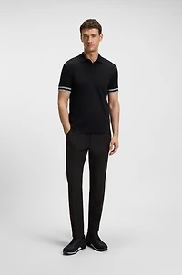 Slim-fit polo shirt cotton with striped collar