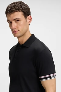 Slim-fit polo shirt cotton with striped collar