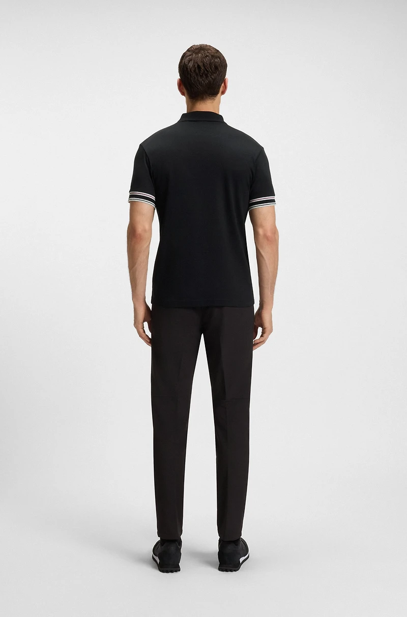 Slim-fit polo shirt cotton with striped collar