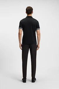 Slim-fit polo shirt cotton with striped collar