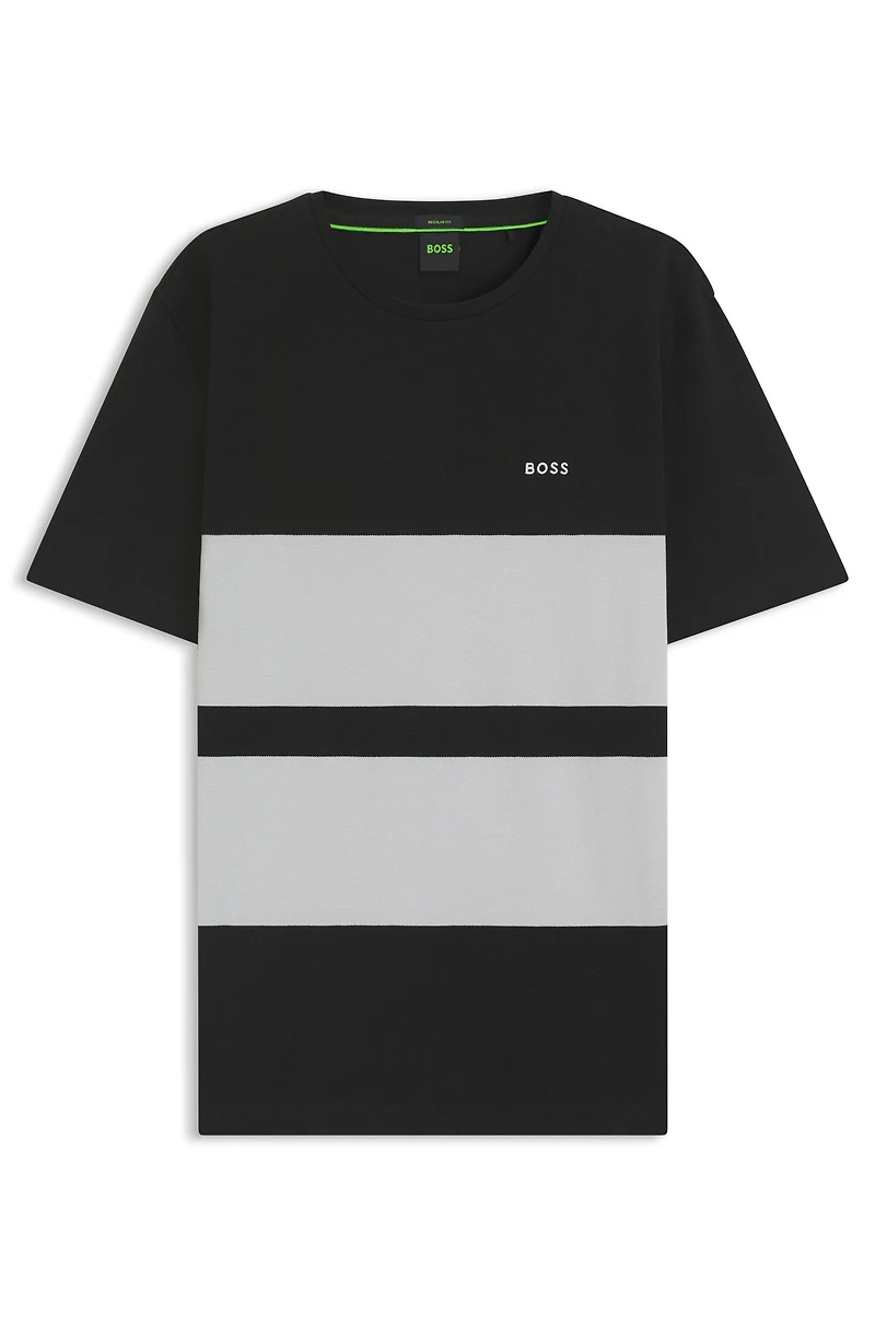 Cotton piqué T-shirt with sleeve stripes