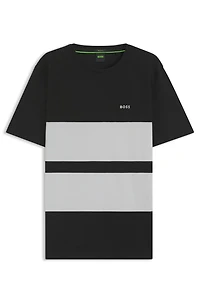 Cotton piqué T-shirt with sleeve stripes