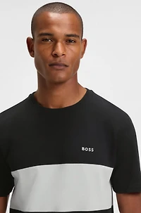 Cotton piqué T-shirt with sleeve stripes