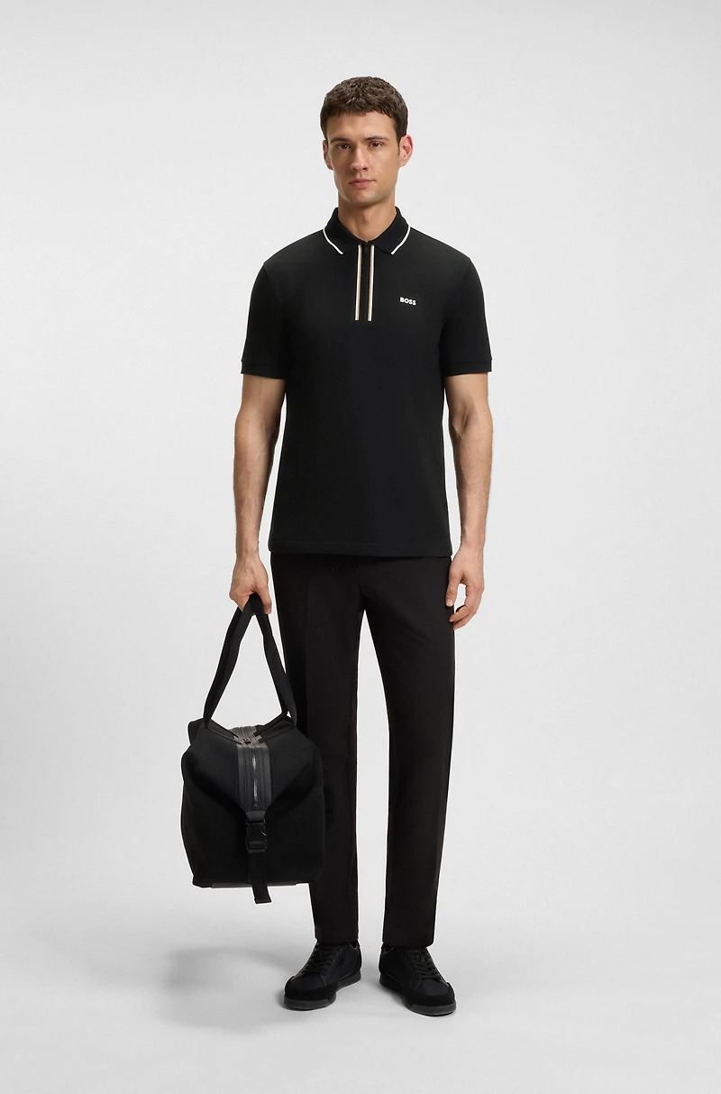 Slim-fit polo shirt quick-dry stretch cotton