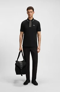 Slim-fit polo shirt quick-dry stretch cotton