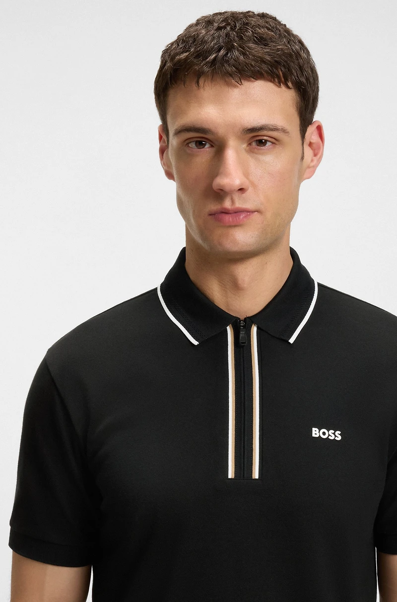 Slim-fit polo shirt quick-dry stretch cotton